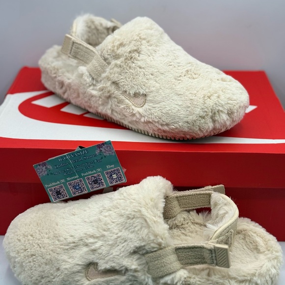 NIKE CALM FUZZY MULES FZ3119-100 (9) - Picture 7 of 7